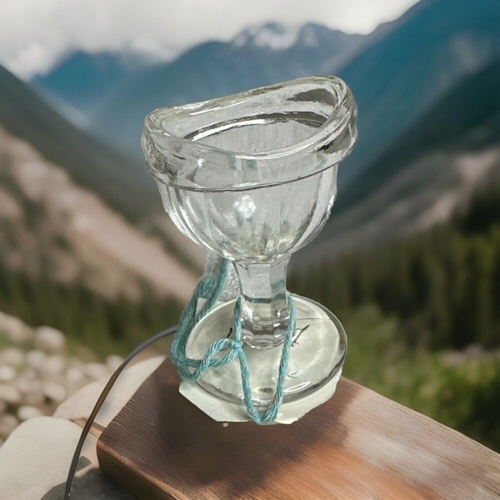 Vintage Glass Optical Eye Wash Cup Clear Glass 8 Panel Pedestal Smooth Edges